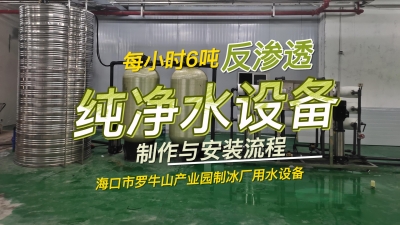 每小時(shí)6噸反滲透純凈水設(shè)備制作與安裝流程，海南制冰廠用水設(shè)備